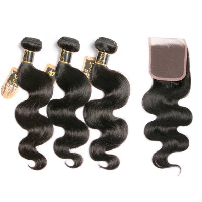 big promotion free shipping brazilian human hair body wave 3 bundles with closure