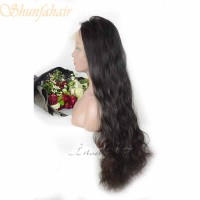 Full lace wig 30 inch body wave natural color hair replacement system Natural hairline for women virgin hair