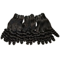 8a double drawn virgin human hair weaves bouncy wave nigerian aunty funmi hair extensions for short hair 3pcs DHL free shipping