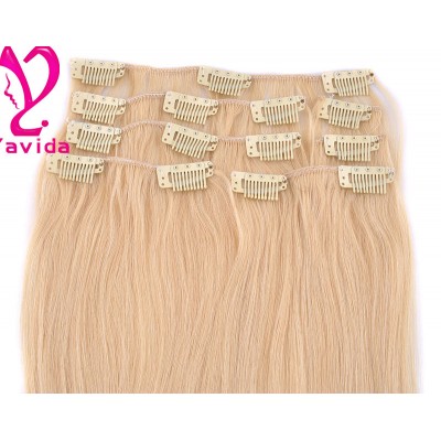 Wholesale - 22 inch Clip in Hair Extensions 70g platinum blonde Color #60 Remy 100% Hu man Hair Extenisons