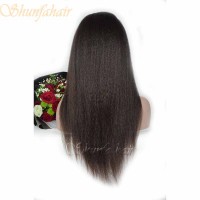 Full lace wig 20inch kinky wave natural color hair replacement system Natural hairline for women virgin hair