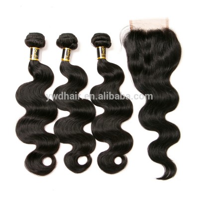 8A grade Hair Brazilian body Wave hair bundles with closure 100 Uprocessed remy Virgin hair with 4"4" lace closure