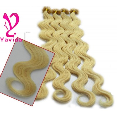 High quality real human remy hair extensions U-tip Hair Extension, Prebonded Indian hair #613 Color